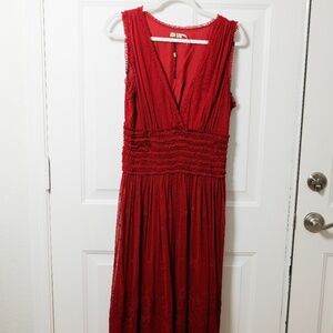 Max Studio Special Edition Red Silk Lace Midi Dress Sz 12